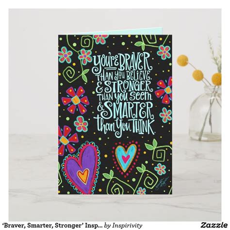 ‘Braver, Smarter, Stronger Fun Inspirational Quote Card